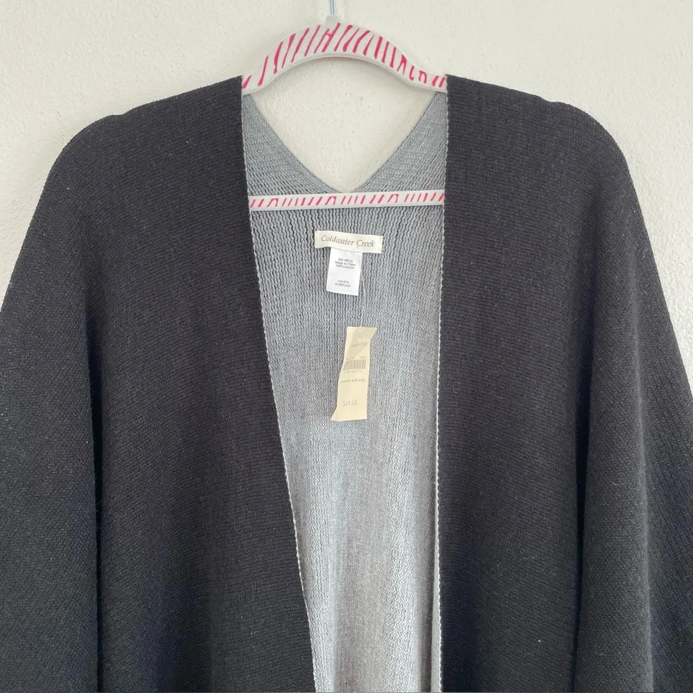 Coldwater Creek Black and Light Gray Reversible Shrug